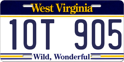 WV license plate 1OT905