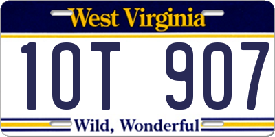 WV license plate 1OT907