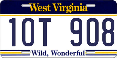 WV license plate 1OT908