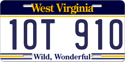 WV license plate 1OT910