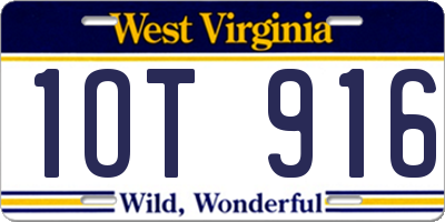 WV license plate 1OT916
