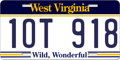 WV license plate 1OT918
