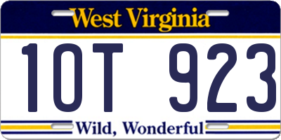WV license plate 1OT923