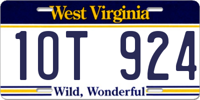 WV license plate 1OT924