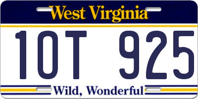 WV license plate 1OT925