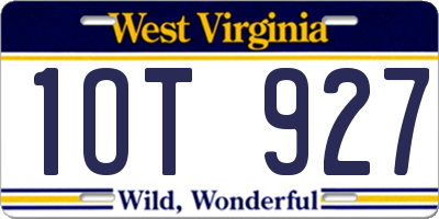 WV license plate 1OT927