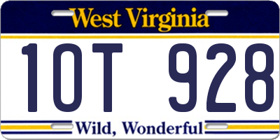 WV license plate 1OT928