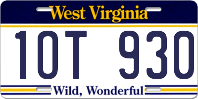 WV license plate 1OT930
