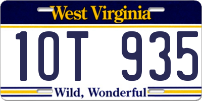 WV license plate 1OT935