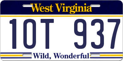 WV license plate 1OT937