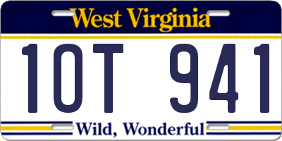WV license plate 1OT941