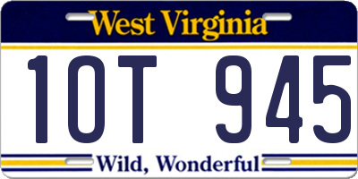 WV license plate 1OT945