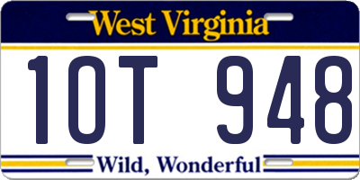 WV license plate 1OT948