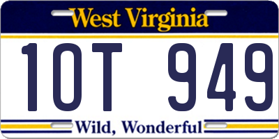 WV license plate 1OT949
