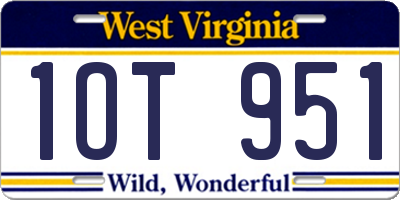 WV license plate 1OT951