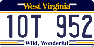 WV license plate 1OT952