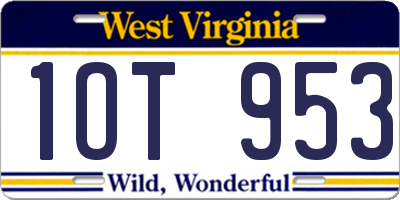 WV license plate 1OT953