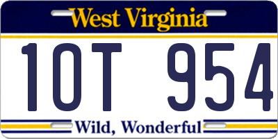 WV license plate 1OT954