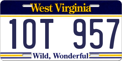WV license plate 1OT957