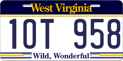 WV license plate 1OT958
