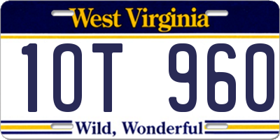 WV license plate 1OT960