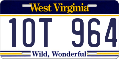 WV license plate 1OT964