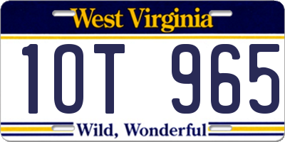 WV license plate 1OT965
