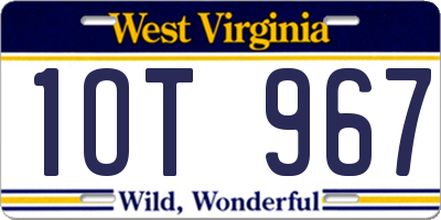 WV license plate 1OT967