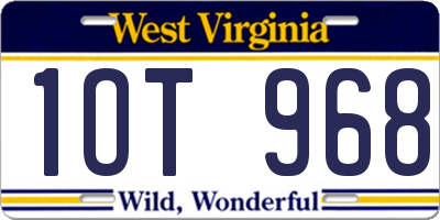 WV license plate 1OT968