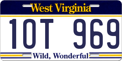 WV license plate 1OT969
