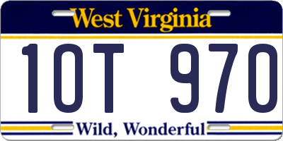 WV license plate 1OT970