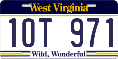 WV license plate 1OT971