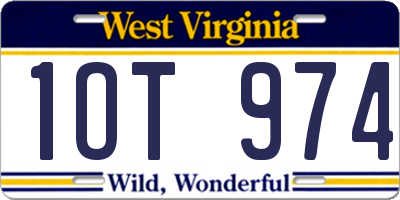 WV license plate 1OT974