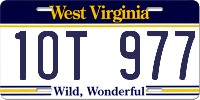 WV license plate 1OT977