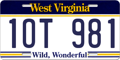 WV license plate 1OT981