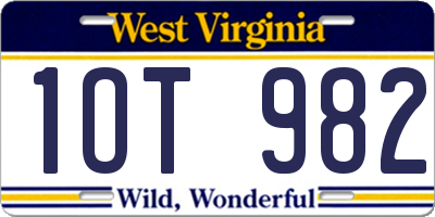 WV license plate 1OT982