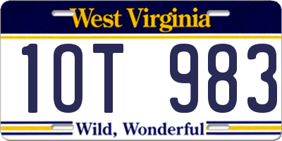 WV license plate 1OT983