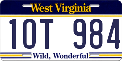 WV license plate 1OT984