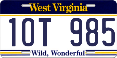 WV license plate 1OT985
