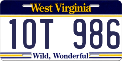 WV license plate 1OT986