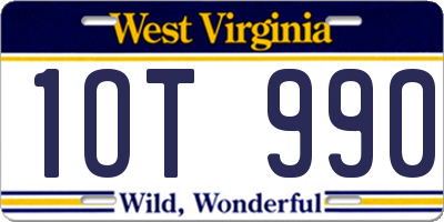WV license plate 1OT990