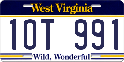 WV license plate 1OT991