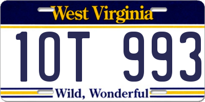 WV license plate 1OT993