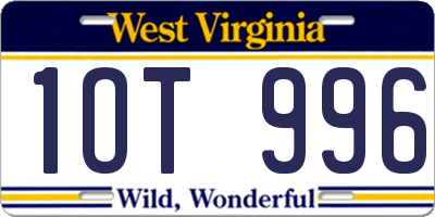 WV license plate 1OT996