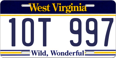 WV license plate 1OT997