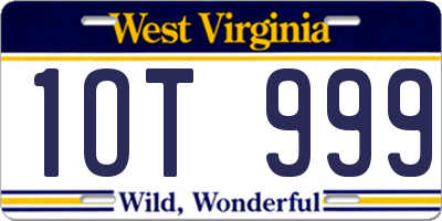 WV license plate 1OT999