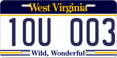 WV license plate 1OU003