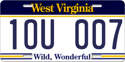 WV license plate 1OU007