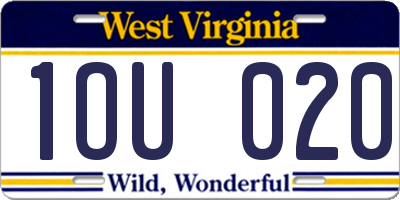 WV license plate 1OU020