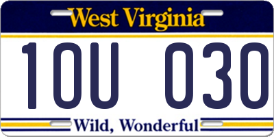 WV license plate 1OU030
